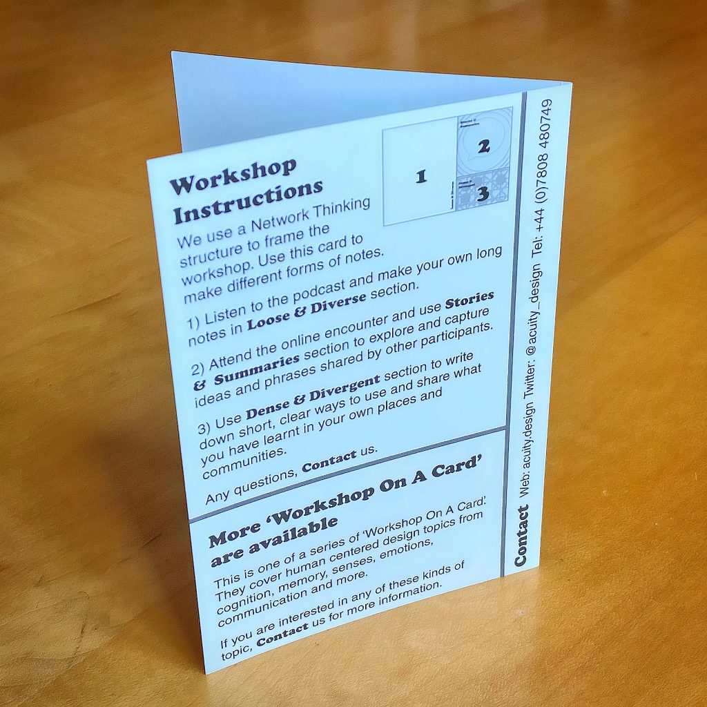 Back of all the cards is a description of the Network Thinking framework