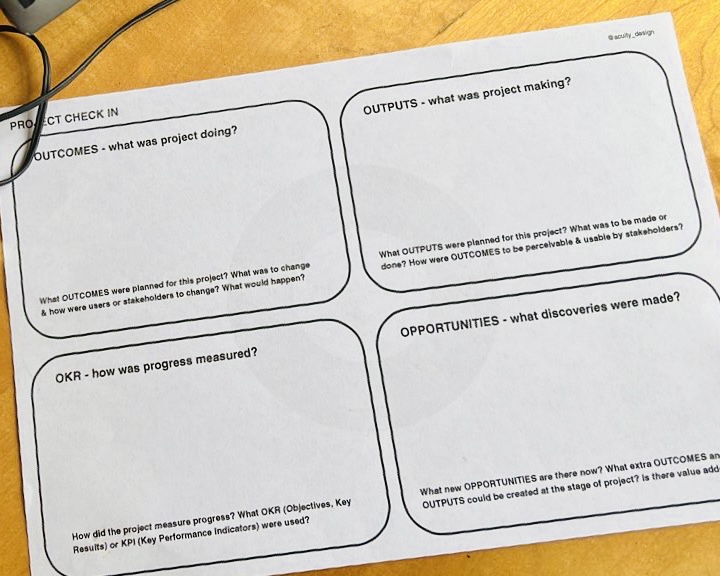 Printed version of the worksheet on a table