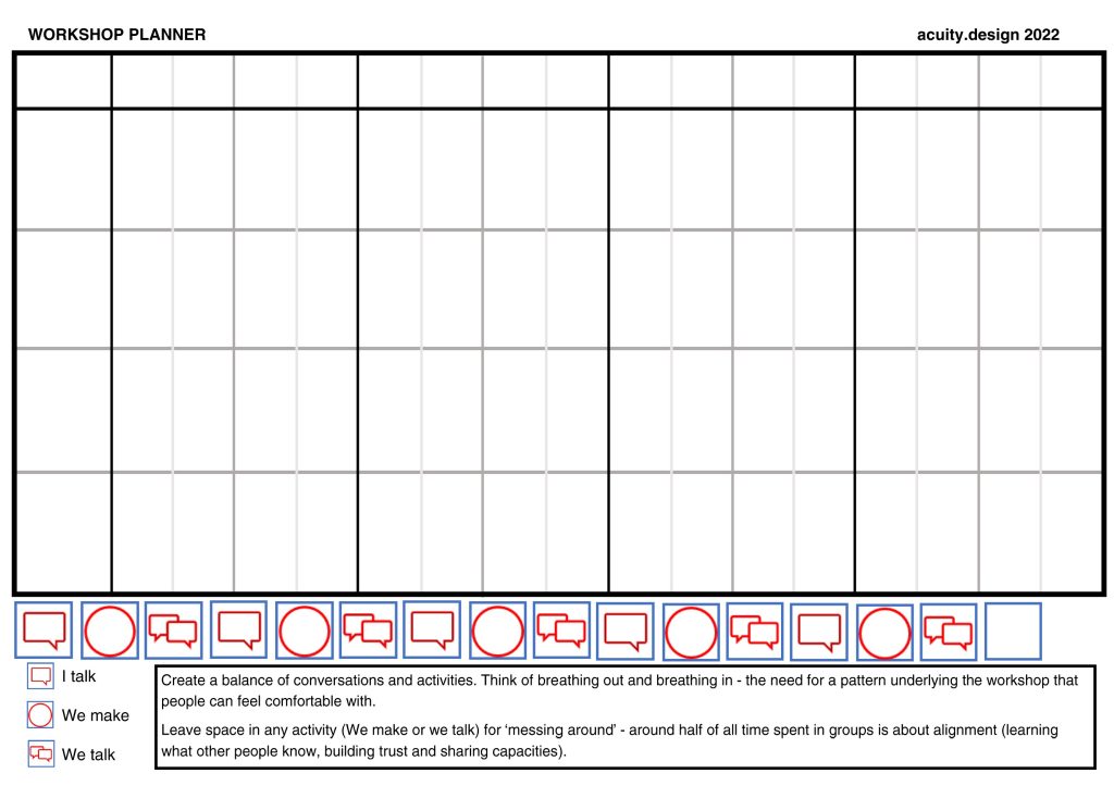 Grid system planning sheet for times and activities