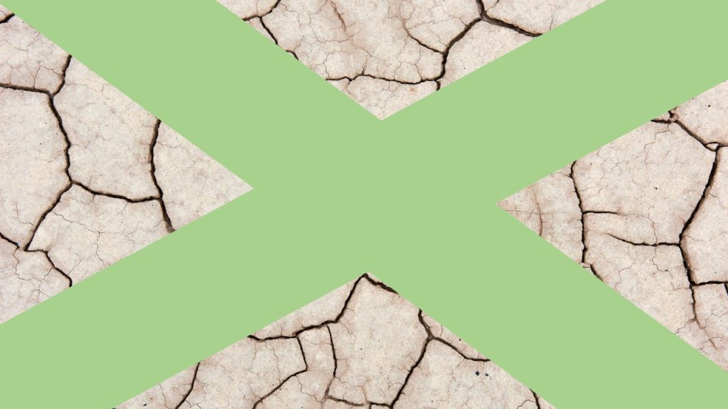Green bandage over cracked ground
