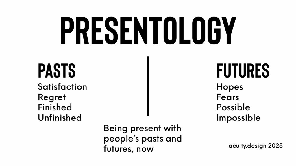 Test diagram with being present with people’s pasts and futures in the present