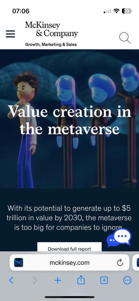 Old report by McKinsey on the $5 trillion value of metaverse in 2030